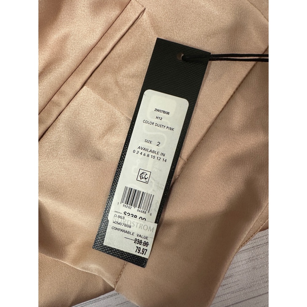 BCBGMAXAZRIA Dusty Pink Satin Wide Leg Pleated Trousers Pants 2W07B08 Size 2 NEW - Picture 5 of 8